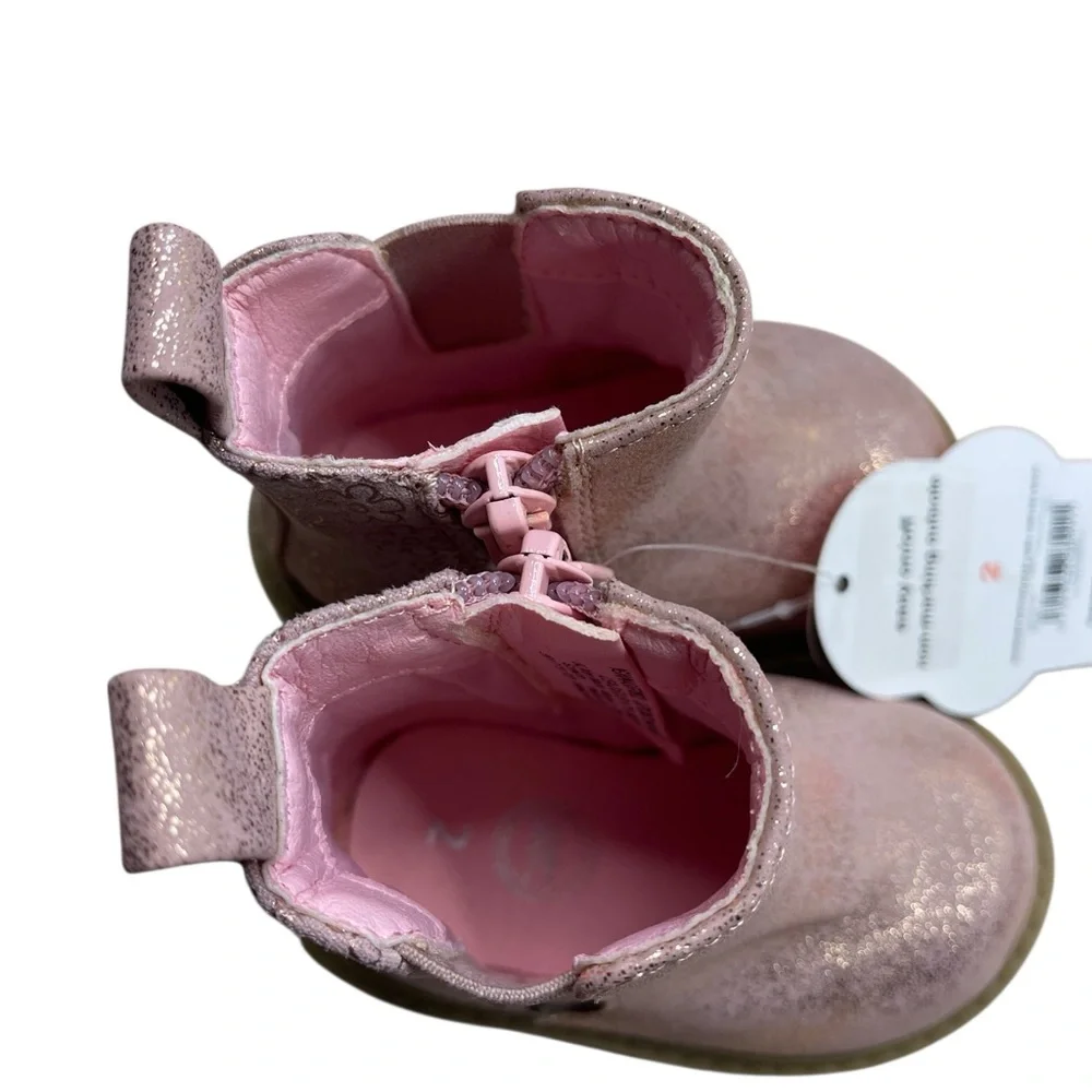 Wonder Nation Infant‎ Baby Girls Chelsea Boots Size 2 Pink and gold